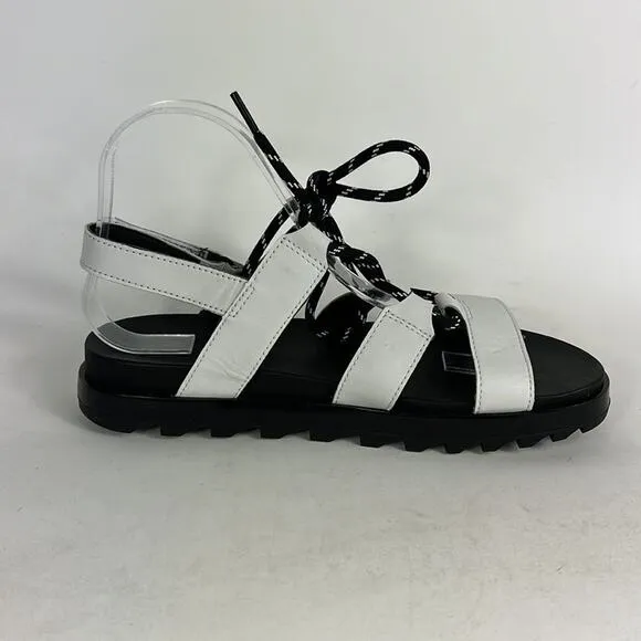 Sorel Roaming lace up women’s size 8.5 black vacation summer white sandals NEW