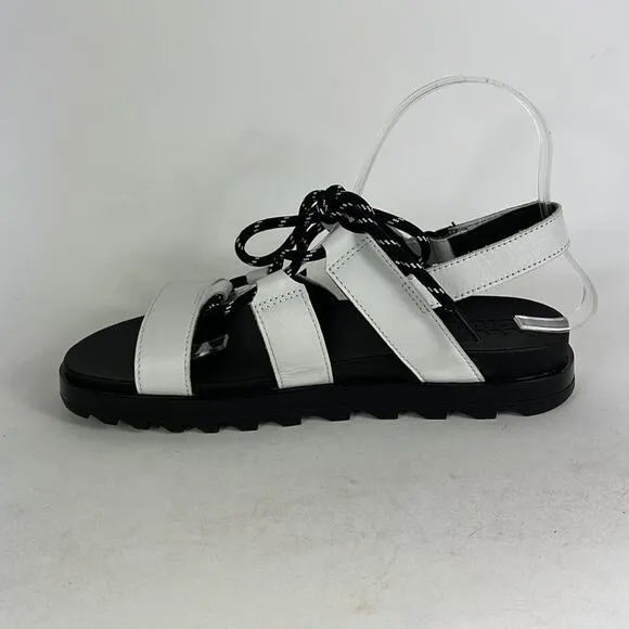 Sorel Roaming lace up women’s size 8.5 black vacation summer white sandals NEW