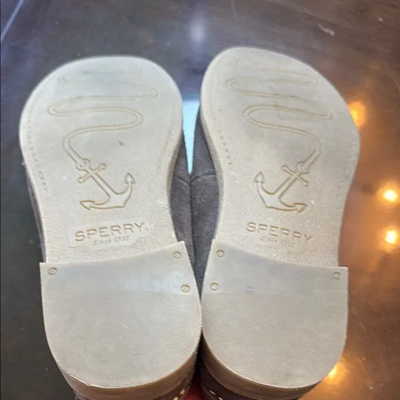 🍿Sperry Brown and Tan leather and suede penny Loafers Classic Flats