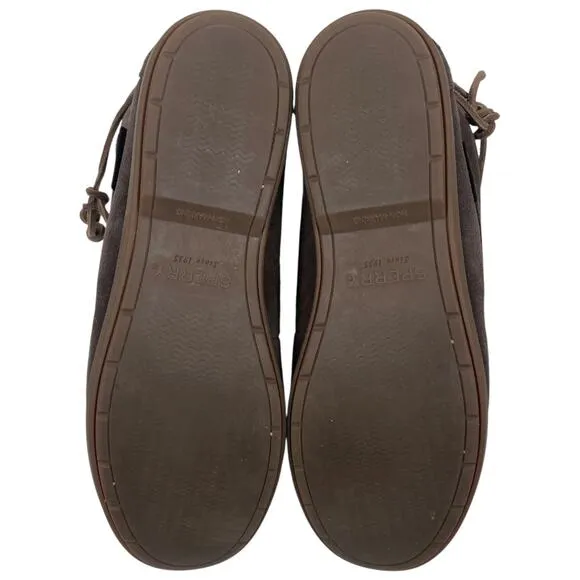 Sperry Coil Hook Moccasin Ankle Boots Suede Dark Brown Size 8.5M