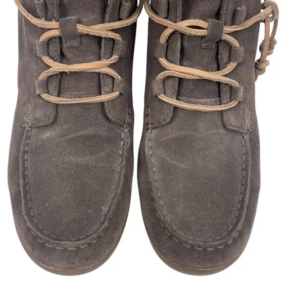 Sperry Coil Hook Moccasin Ankle Boots Suede Dark Brown Size 8.5M