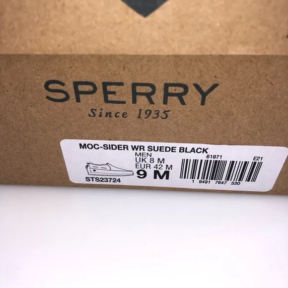 SPERRY Mens Moc Sider Black Suede Lined Slip on Boots Shoes STS23724