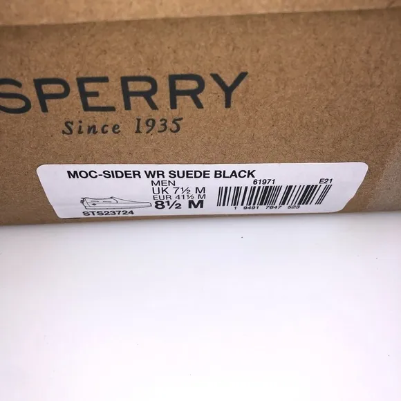 Sperry Mens Moc Sider Black Suede Lined Slip on Boots Shoes STS23724