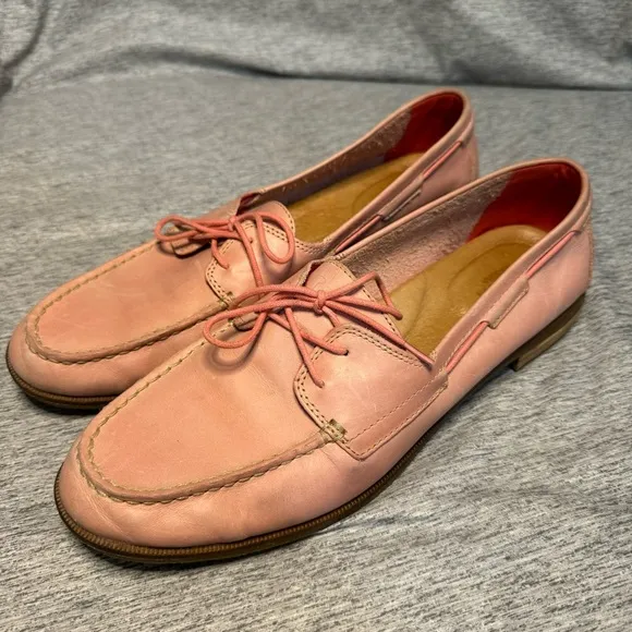 SPERRY Top Sider Pink Leather Boat Shoe, Lace-up Loafers, Women’s Size 11, EUC