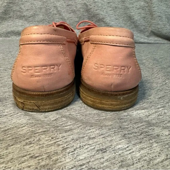 SPERRY Top Sider Pink Leather Boat Shoe, Lace-up Loafers, Women’s Size 11, EUC