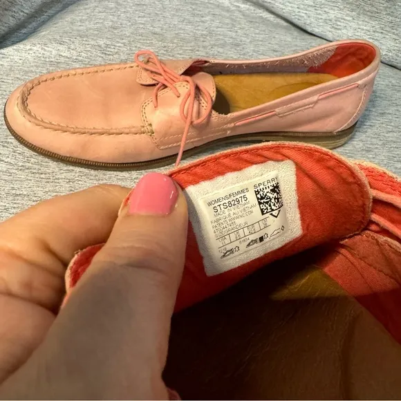 SPERRY Top Sider Pink Leather Boat Shoe, Lace-up Loafers, Women’s Size 11, EUC