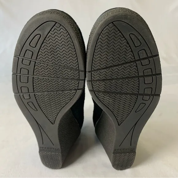 Sperry Top Slider Suede Wedge Ankle Boots Black Women’s Size 7M