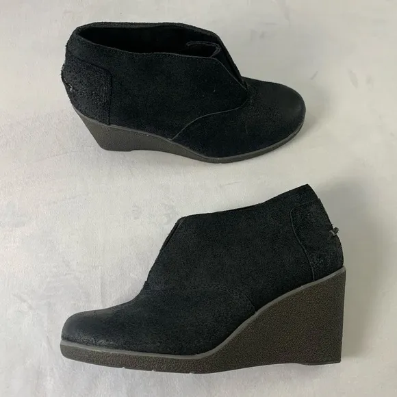 Sperry Top Slider Suede Wedge Ankle Boots Black Women’s Size 7M
