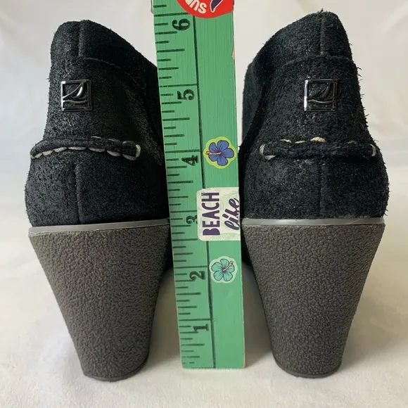 Sperry Top Slider Suede Wedge Ankle Boots Black Women’s Size 7M