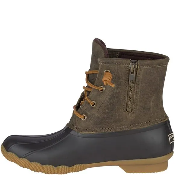 SPERRY WOMEN'S SALTWATER BOOTS, BROWN/OLIVE, 10