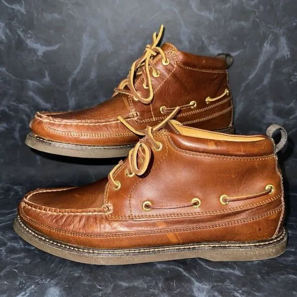 Sperry Gold Cup Top Sider Full Grain Brown Leather Chukka Boots Mens Size 10.5M