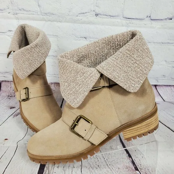 Splendid Tan Suede Foldable Ankle Boots