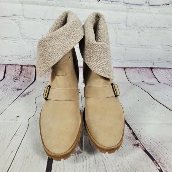 Splendid Tan Suede Foldable Ankle Boots