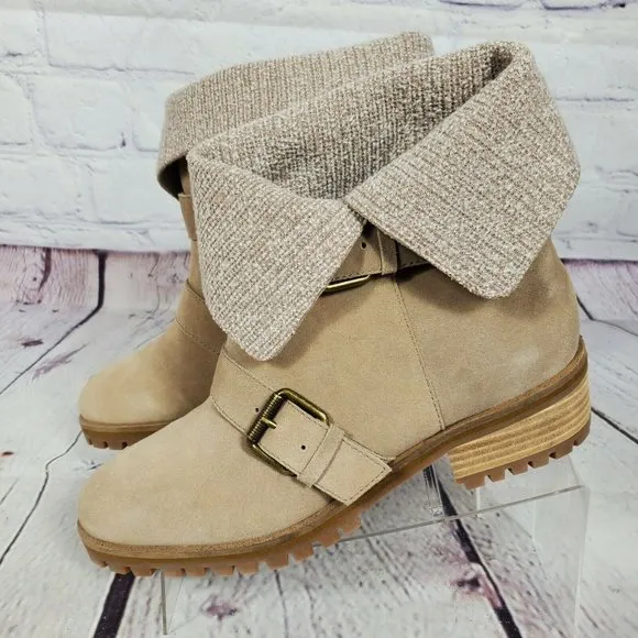 Splendid Tan Suede Foldable Ankle Boots