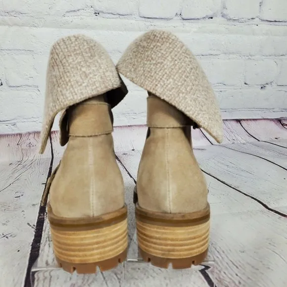 Splendid Tan Suede Foldable Ankle Boots