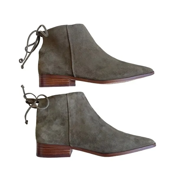Splendid Women’s Niva Pointed Toe Soft Suede Ankle Boots Size 7 Lace Details