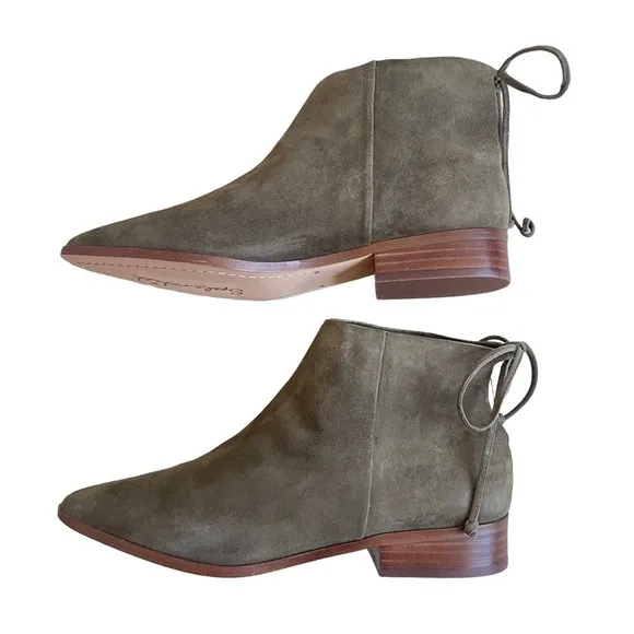 Splendid Women’s Niva Pointed Toe Soft Suede Ankle Boots Size 7 Lace Details
