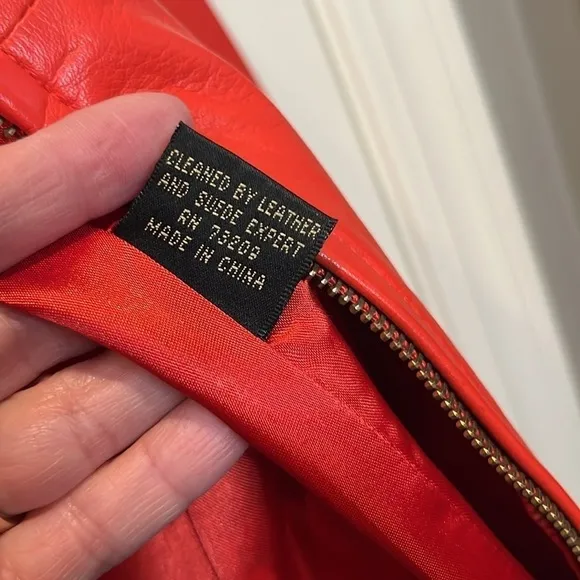 St. John Coat Collection beautiful classic chic red belted leather jacket S