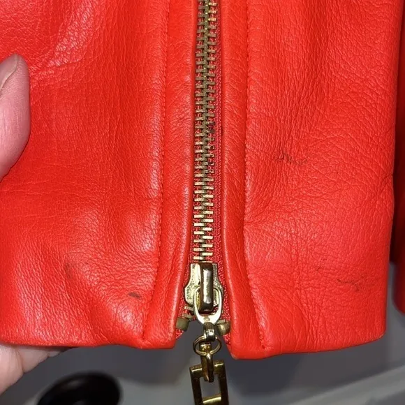 St. John Coat Collection beautiful classic chic red belted leather jacket S