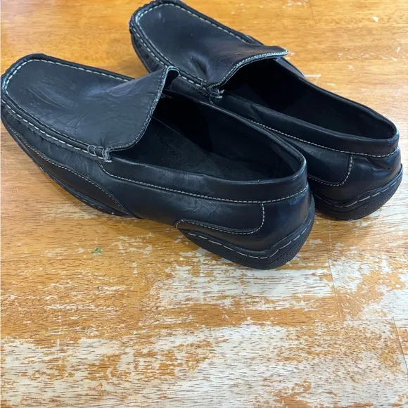 Stacy Adams Black Leather Loafers Slip-On