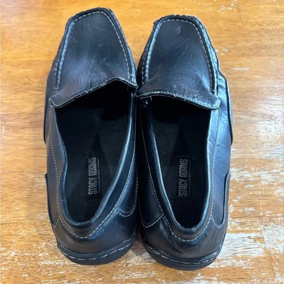 Stacy Adams Black Leather Loafers Slip-On