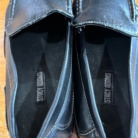 Stacy Adams Black Leather Loafers Slip-On