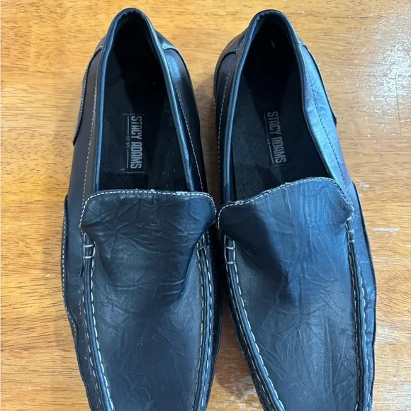 Stacy Adams Black Leather Loafers Slip-On