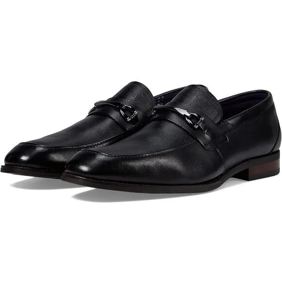 Stacy Adams Mens Black Solid Leather Slip-on Shoes New