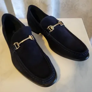 Stacy Adams Men's Suede, Leather, Loafers Shoes, Side 14M, Navy Blue
