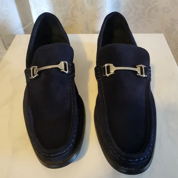 Stacy Adams Men's Suede, Leather, Loafers Shoes, Side 14M, Navy Blue