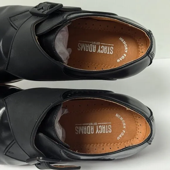 Stacy Adams Sutcliff Monk Strap Loafer, Black Leather, Men's 9.5 M