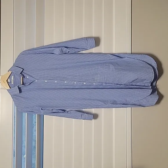STATESIDE Striped Oxford Shirt Dress-Lunar Blue