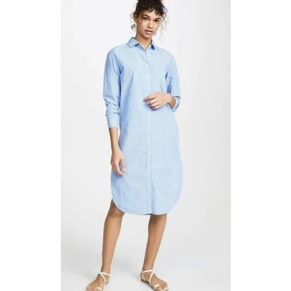 STATESIDE Striped Oxford Shirt Dress-Lunar Blue