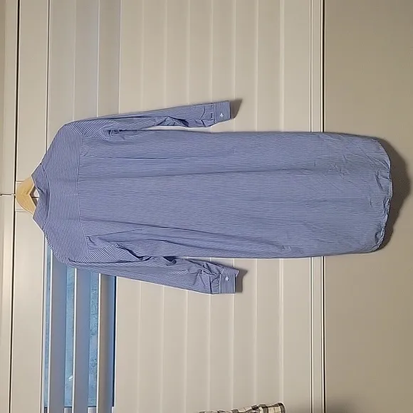 STATESIDE Striped Oxford Shirt Dress-Lunar Blue