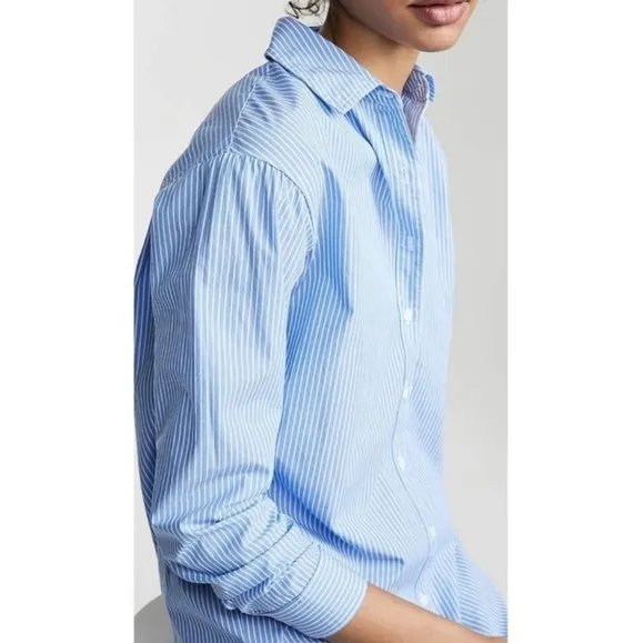 STATESIDE Striped Oxford Shirt Dress-Lunar Blue