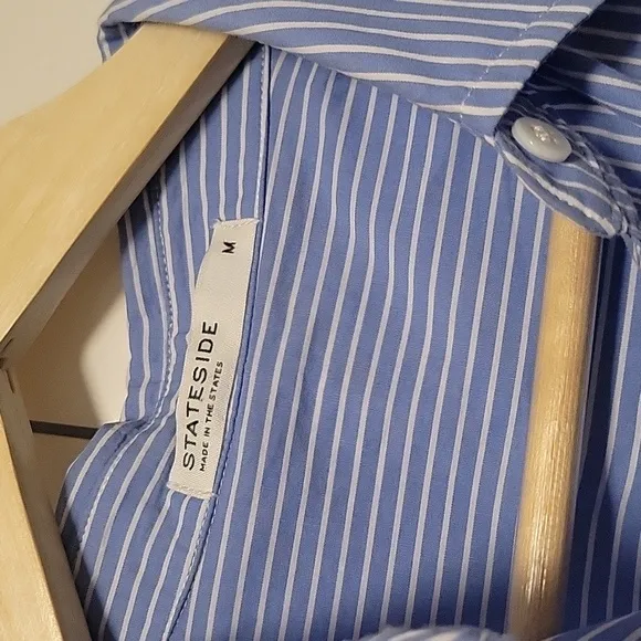 STATESIDE Striped Oxford Shirt Dress-Lunar Blue