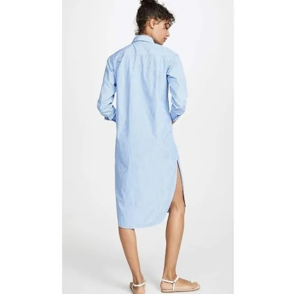 STATESIDE Striped Oxford Shirt Dress-Lunar Blue