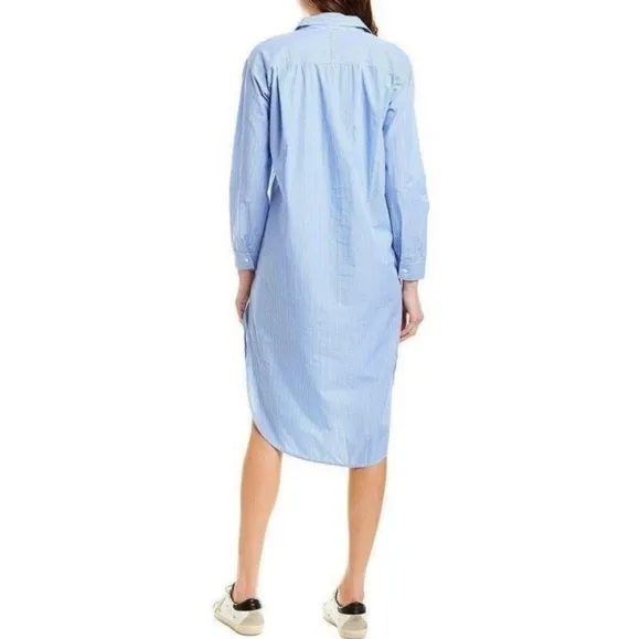 STATESIDE Striped Oxford Shirt Dress-Lunar Blue