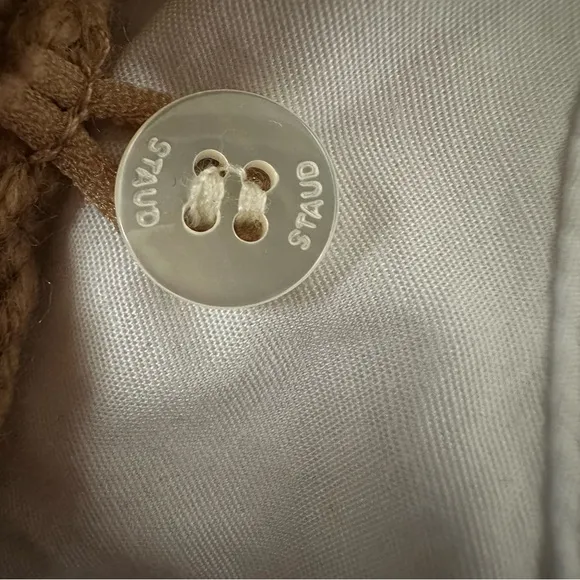 STAUD Aldrin Sweater Shirt Mini Dress cable knit wool Camel/White xl