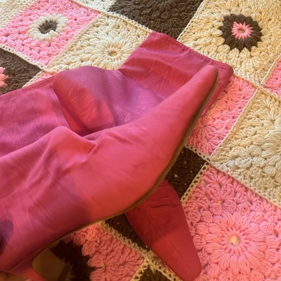 STAUD knee high pink moire Wally boots