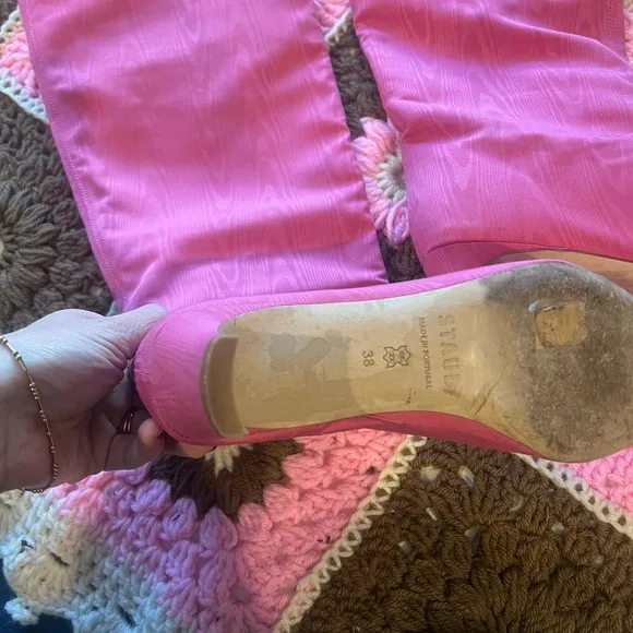 STAUD knee high pink moire Wally boots