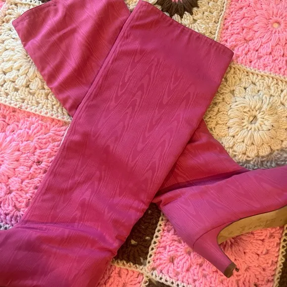 STAUD knee high pink moire Wally boots