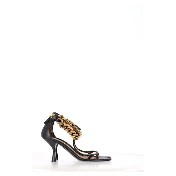 Stella McCartney Chain Ankle Strap Sandals in Black Leather