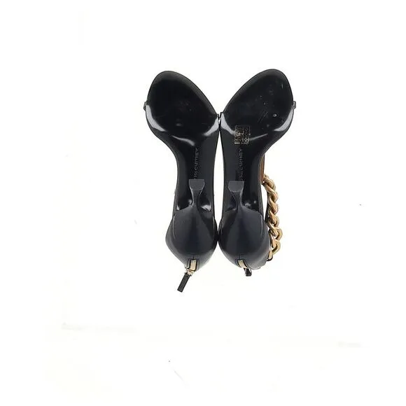 Stella McCartney Chain Ankle Strap Sandals in Black Leather
