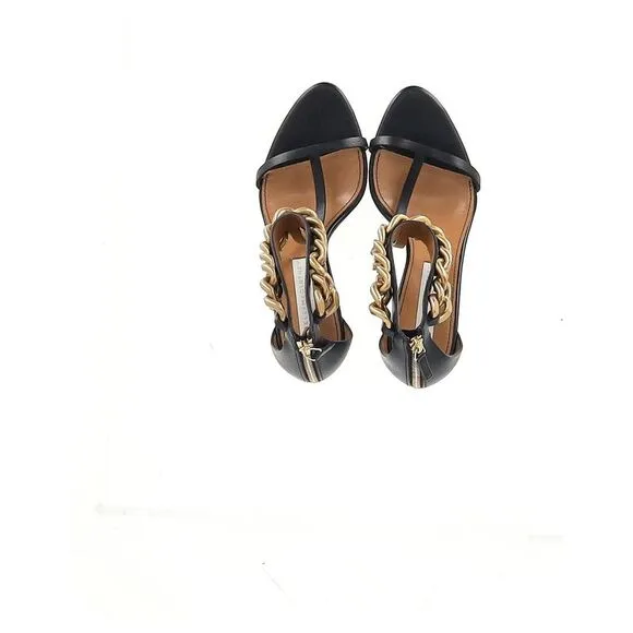 Stella McCartney Chain Ankle Strap Sandals in Black Leather