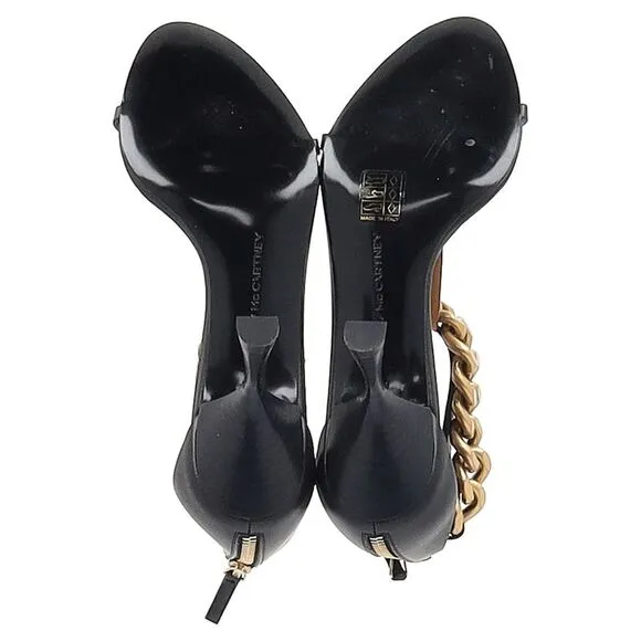 Stella McCartney Chain Ankle Strap Sandals in Black Leather