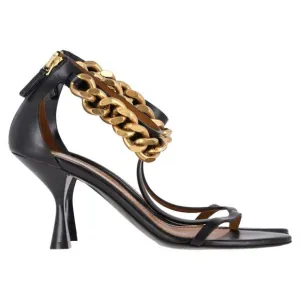 Stella McCartney Chain Ankle Strap Sandals in Black Leather