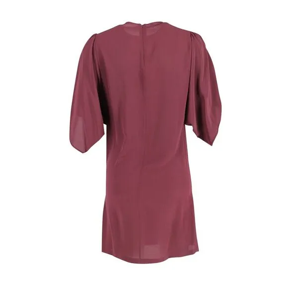 Stella McCartney Puff-Sleeves Dress in Burgundy Silk