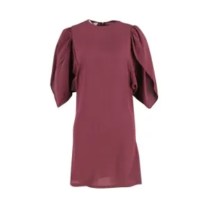 Stella McCartney Puff-Sleeves Dress in Burgundy Silk