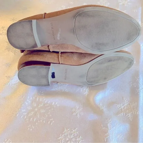 Steve Madden Ankle Boots Tan Suede Leather Sz 10 Gorgeous